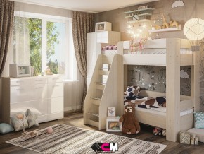Детская Симба с двухъярусной кроватью белый глянец в Ревде - revda.magazinmebel.ru | фото - изображение 1