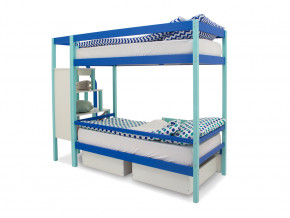 Двухъярусная кровать Svogen с ящиками и бортиком мятно-синий в Ревде - revda.magazinmebel.ru | фото - изображение 4