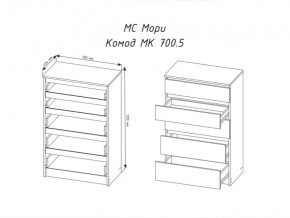 Комод Мори МК700.5 с 5 ящиками Графит в Ревде - revda.magazinmebel.ru | фото - изображение 2