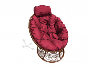 Кресло Папасан мини пружинка с ротангом бордовая подушка в Ревде - revda.magazinmebel.ru | фото