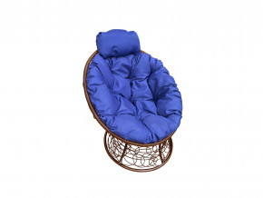 Кресло Папасан мини с ротангом синяя подушка в Ревде - revda.magazinmebel.ru | фото