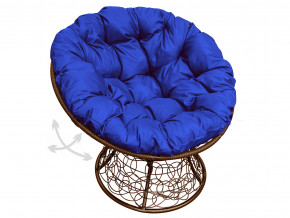 Кресло Папасан пружинка с ротангом синяя подушка в Ревде - revda.magazinmebel.ru | фото