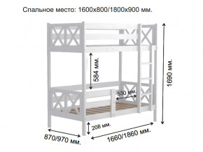 Кровать 2-х ярусная Аист-2 Классика белый 1800х900 мм в Ревде - revda.magazinmebel.ru | фото - изображение 2