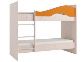 Кровать 2-х ярусная Мая на латофлексах млечный дуб, оранжевая в Ревде - revda.magazinmebel.ru | фото - изображение 1