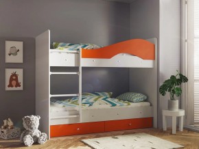 Кровать 2-х ярусная Мая с ящиками на латофлексах белый-оранж в Ревде - revda.magazinmebel.ru | фото