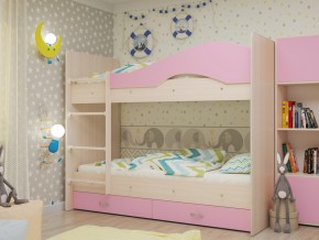 Кровать 2-х ярусная Мая с ящиками на латофлексах розовая в Ревде - revda.magazinmebel.ru | фото