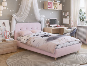 Кровать 900 Лео велюр нежно-розовый в Ревде - revda.magazinmebel.ru | фото - изображение 4