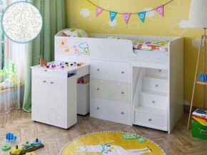 Кровать чердак Малыш 70х160 белый с фасадом для рисования феритейл в Ревде - revda.magazinmebel.ru | фото
