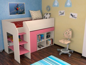Кровать чердак Теремок 2 Розовый в Ревде - revda.magazinmebel.ru | фото - изображение 1
