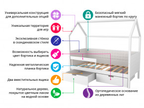 Кровать-домик мягкий Svogen с ящиками и бортиком мятно-синий в Ревде - revda.magazinmebel.ru | фото - изображение 2