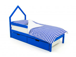 Кровать-домик мини Svogen с ящиками и бортиком синий в Ревде - revda.magazinmebel.ru | фото