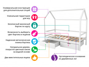 Кровать-домик Svogen с фото с ящиками и бортиком белый/динозаврики в Ревде - revda.magazinmebel.ru | фото - изображение 2