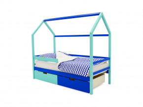 Кровать-домик Svogen с ящиками и бортиком мятно-синий в Ревде - revda.magazinmebel.ru | фото - изображение 1