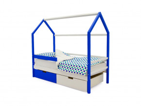 Кровать-домик Svogen с ящиками и бортиком сине-белый в Ревде - revda.magazinmebel.ru | фото - изображение 1