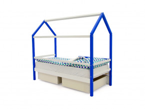 Кровать-домик Svogen с ящиками и бортиком сине-белый в Ревде - revda.magazinmebel.ru | фото - изображение 3