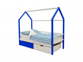 Кровать-домик Svogen с ящиками сине-белый в Ревде - revda.magazinmebel.ru | фото