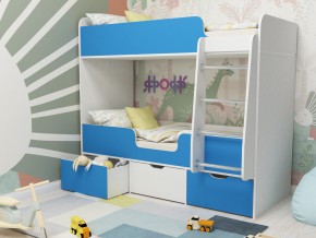 Кровать двухъярусная Малыш двойняшка белый-голубой в Ревде - revda.magazinmebel.ru | фото - изображение 1