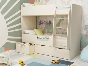 Кровать двухъярусная Малыш двойняшка дуб молочный в Ревде - revda.magazinmebel.ru | фото