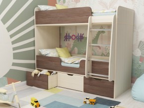 Кровать двухъярусная Малыш двойняшка дуб молочный-бодега в Ревде - revda.magazinmebel.ru | фото