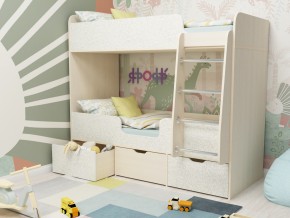 Кровать двухъярусная Малыш двойняшка дуб молочный-феритейл в Ревде - revda.magazinmebel.ru | фото