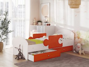 Кровать Мозаика с ящиком и бортиками на ламелях белый-оранж в Ревде - revda.magazinmebel.ru | фото