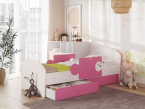 Кровать Мозаика с ящиком и бортиками на ламелях белый-розовый в Ревде - revda.magazinmebel.ru | фото