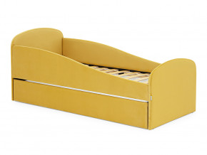 Кровать с ящиком Letmo горчичный (велюр) в Ревде - revda.magazinmebel.ru | фото