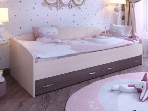 Кровать с выкатными ящиками Дуб молочный-Бодего в Ревде - revda.magazinmebel.ru | фото