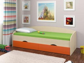 Кровать Соня 2 дуб молочный-оранжевый в Ревде - revda.magazinmebel.ru | фото - изображение 1