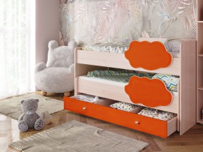 Кровать Соник с ящиком млечный дуб-оранж в Ревде - revda.magazinmebel.ru | фото