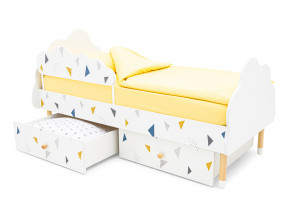 Кровать Stumpa Облако бортик и ящики рисунок Треугольники желтый, синий в Ревде - revda.magazinmebel.ru | фото - изображение 4