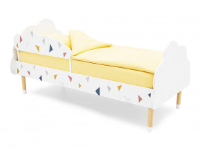 Кровать Stumpa Облако бортик, рисунок Треугольники желтый, синий, розовый в Ревде - revda.magazinmebel.ru | фото