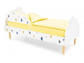 Кровать Stumpa Облако с бортиком рисунок Треугольники желтый, синий в Ревде - revda.magazinmebel.ru | фото - изображение 1