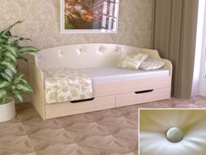 Кровать Юниор Тип 2 дуб молочный-белый перламутр 800х1600 в Ревде - revda.magazinmebel.ru | фото