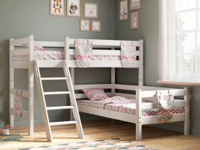 Угловая кровать Соня Вариант 8 с наклонной лестницей белая в Ревде - revda.magazinmebel.ru | фото